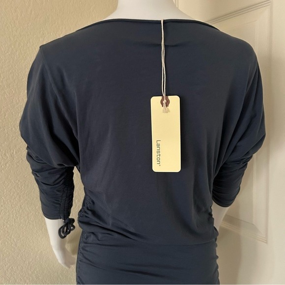 Revolve Lanston Blue Side Rouche Off The Shoulder Soft Midi Dress XS - Picture 11 of 11